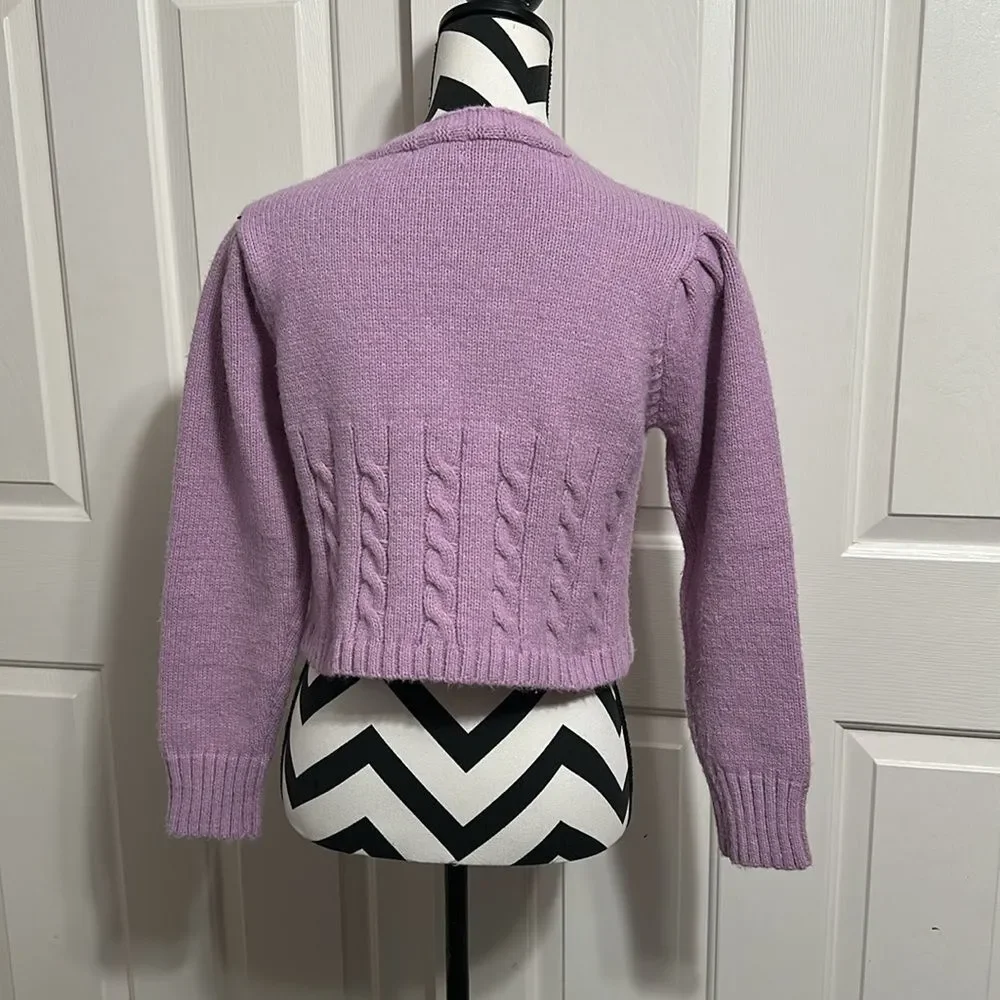 TULAROSA Tawnie Lavender Cable Knit Women's Cardigan Sweater